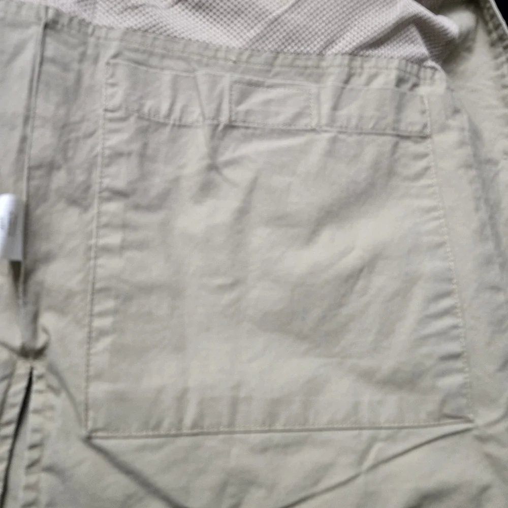 Vtg Womens Large Woolrich Cotton Button Close Safari Jacket Belted Khaki Chore - Picture 7 of 9